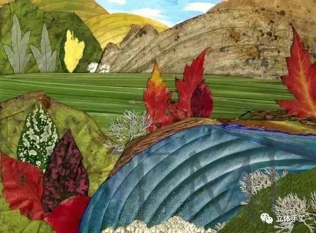 落叶拼贴画图片大全,落叶和花草拼贴画