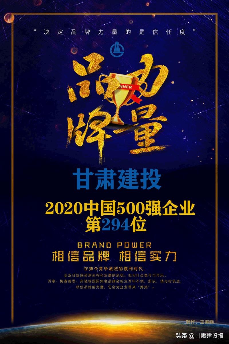 2019中国500强甘肃上榜企业,甘肃建投集团全国排名