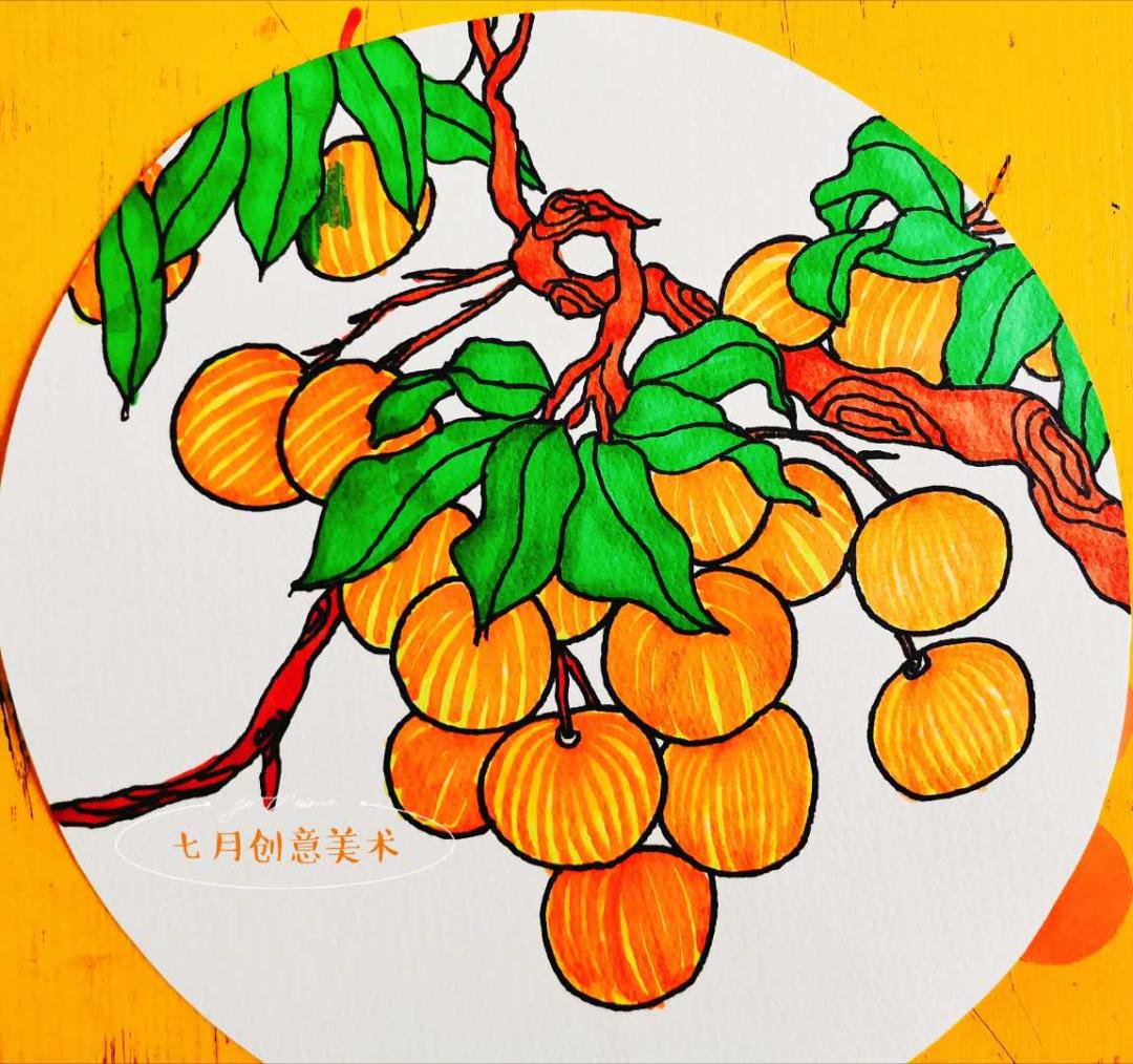 简易版的荔枝绘画,中国画荔枝的画法教程视频