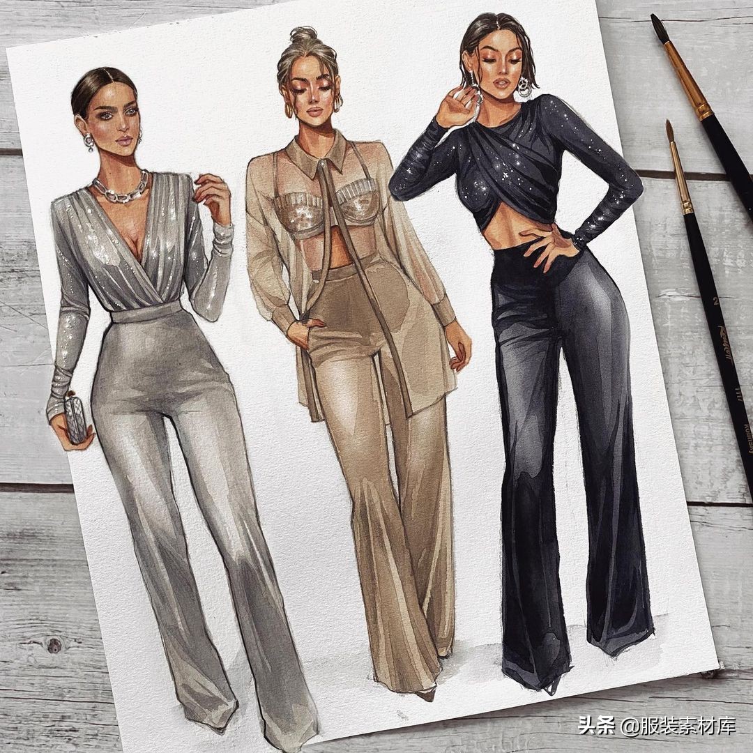 100幅手绘画图片大全,时装画手绘100例书