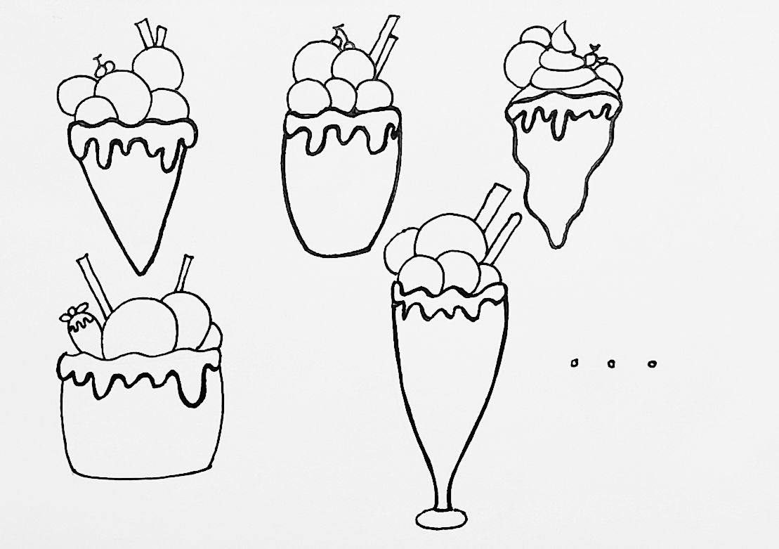 美味冰淇淋创意美术,线描冰淇淋又简单又好看