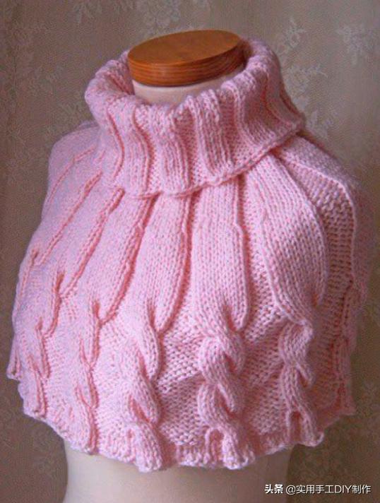 新款针织秋冬宽松披肩怎么织,针织中长款披肩
