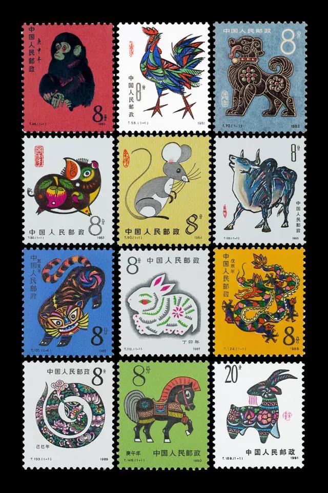 1980第一套生肖邮票名称和图案,第一轮生肖邮票大版全套价格表