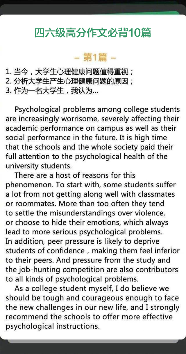 英语四六级翻译作文共多少分,英语四六级作文必背范文