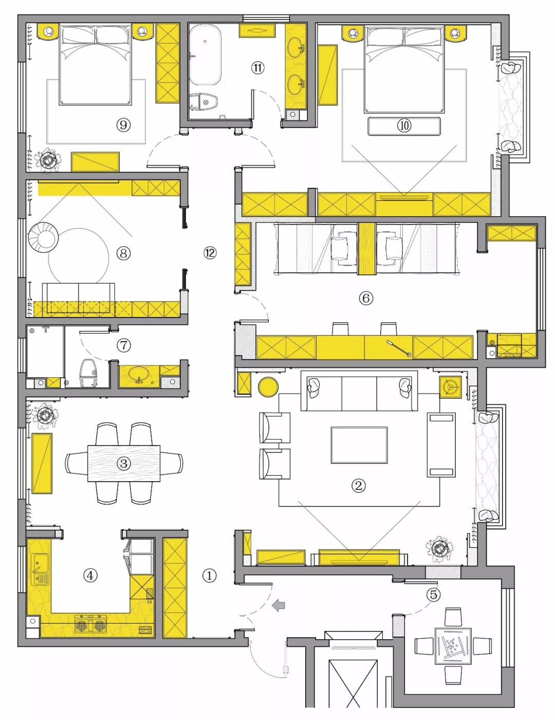 200平方新中式风格,秦皇半岛挑空联排别墅