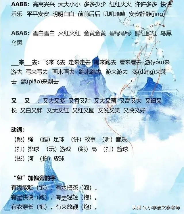 一年级语文下册基础知识汇总,一年级下册语文1-8单元重点及题型