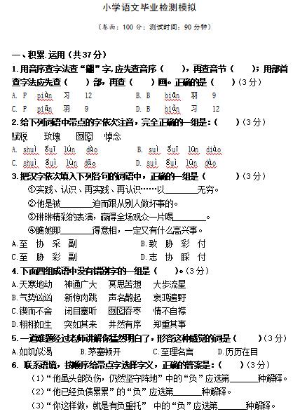 名师整理|2020年小升初语文全国名校真题卷+复习卷(附答案)