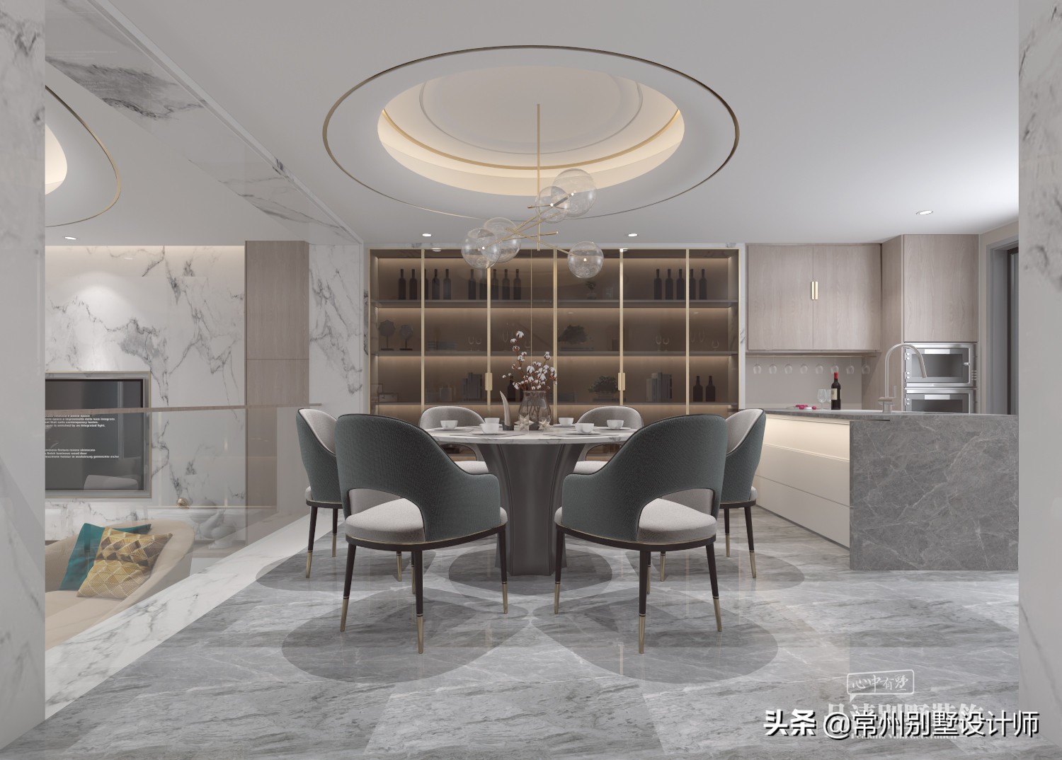 常州轻奢别墅装修效果图,常州别墅现代风格装修案例暖色系