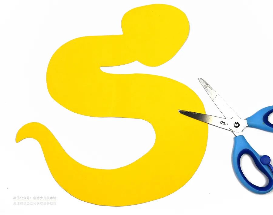 卡纸拼贴画小蛇,儿童画教程创意植物