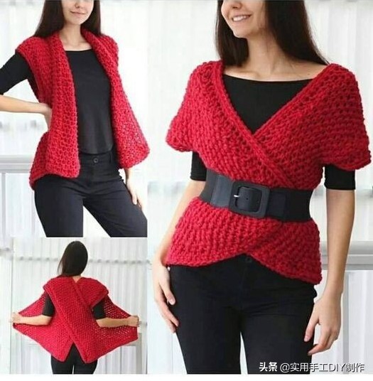 新款针织秋冬宽松披肩怎么织,针织中长款披肩