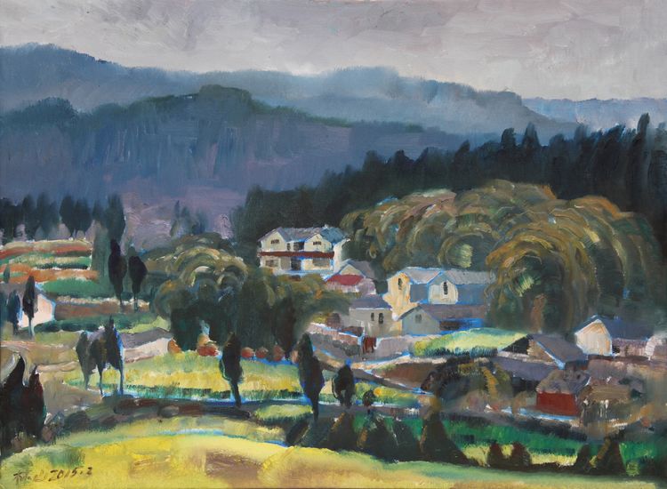 林山书画,桂林山水油画