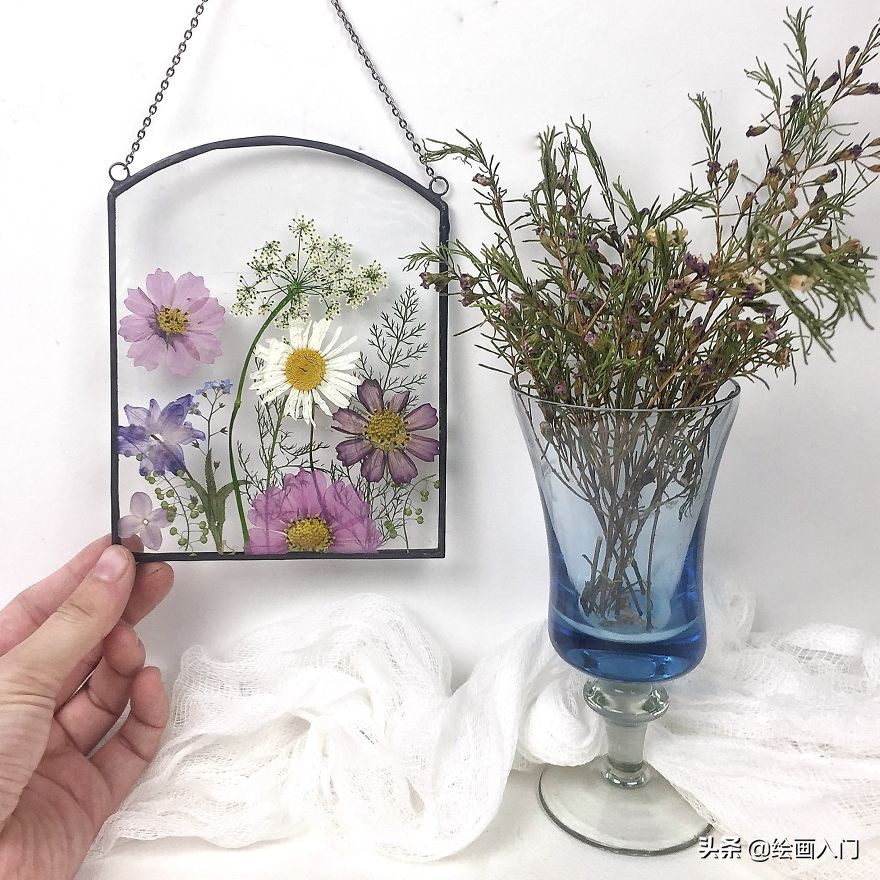 墙壁仿真花装饰创意,玻璃鲜花