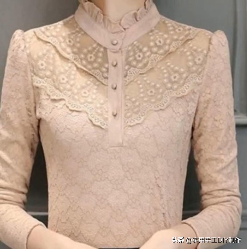 衬衫蕾丝上衣女设计感,新款设计感小众女装长袖蕾丝衬衫