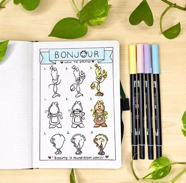 手帐边框教程简笔画,少女心手账本边框简笔画