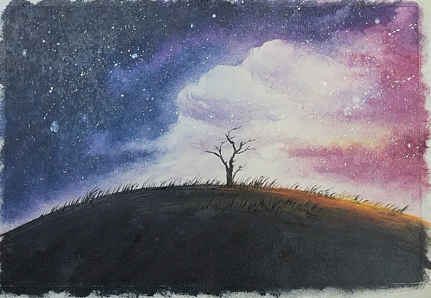 画星空画简单的教程,画画教程7-12岁星空画