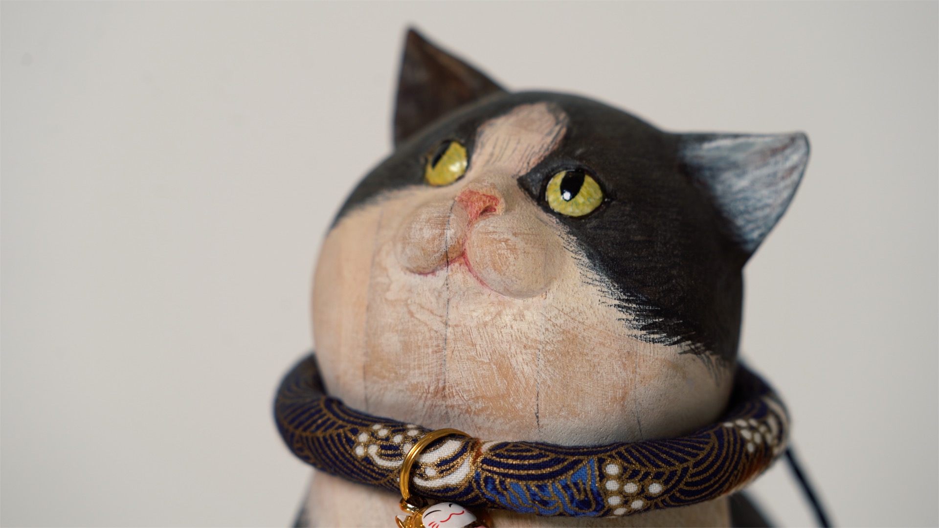 木雕猫咪直播间,木雕花鸟现场直播