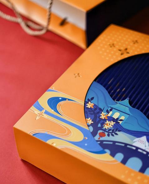 中秋创意礼盒包装空盒子,中秋月饼礼盒通版牛皮纸包装案例