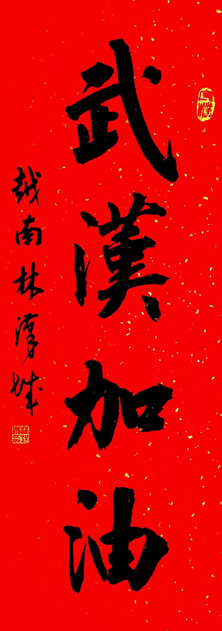 37位名家长江书法展,书法楷书武汉加油中国加油