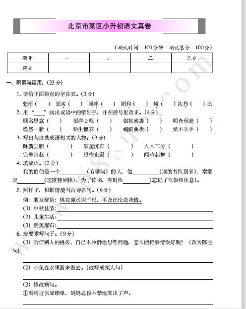 名师整理|2020年小升初语文全国名校真题卷+复习卷(附答案)