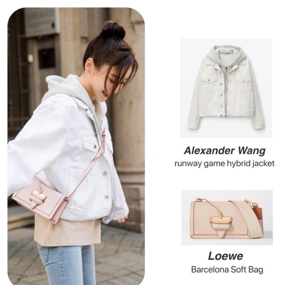 袁姗姗出门真壕气,穿5990夹克挎22350粉包,33岁依旧少女感十足