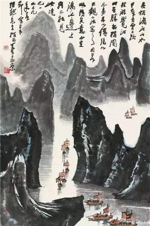 国画山水名家名段欣赏李可染,李可染画逆光山水一绝后附视频