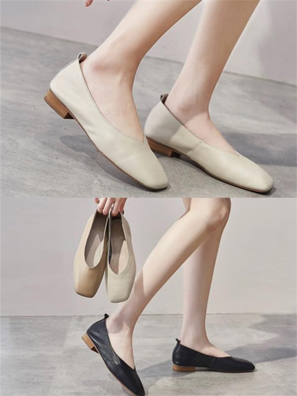 时尚气质百搭浅口低跟奶奶鞋,超级舒服网红奶奶鞋平底