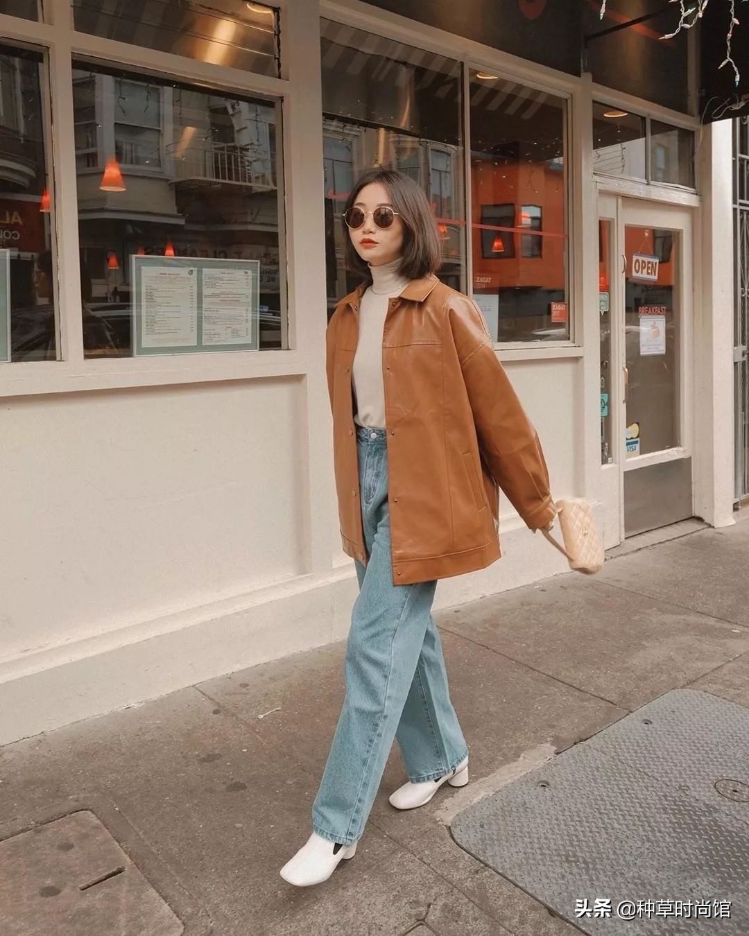 夹克直筒裤,夹克直筒裤穿搭