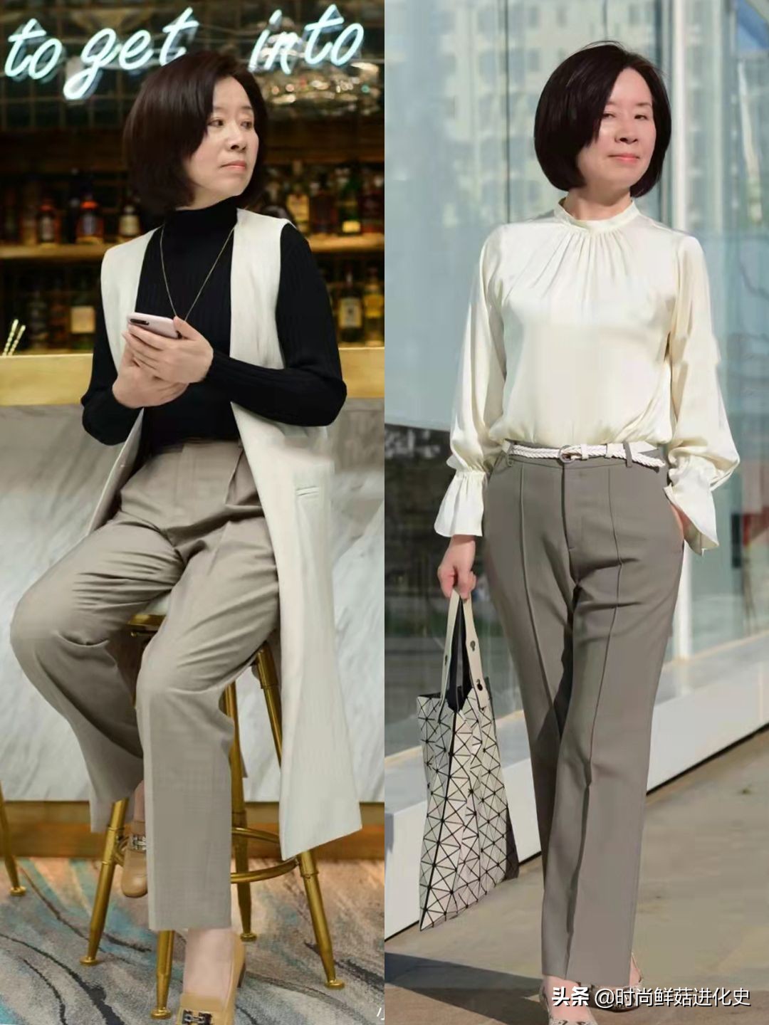 放弃你的“小黑裤”吧!今秋“卡其灰裤”火了,五六十岁穿更时髦
