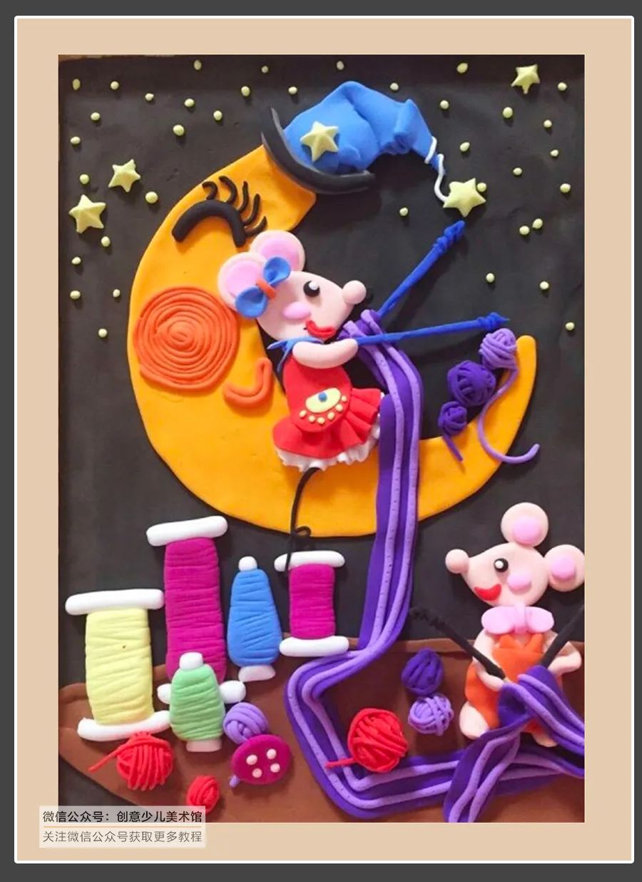 简单粘土画的100种做法,轻粘土浮雕圆形作品图片大全