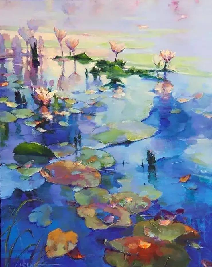 莫奈的睡莲紫色,莫奈睡莲和梵高睡莲