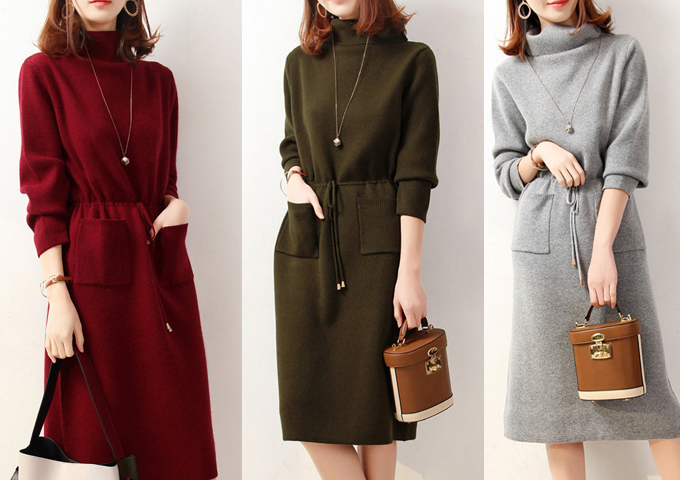 冬款气质修身裙针织裙,冬季高级感穿搭针织裙