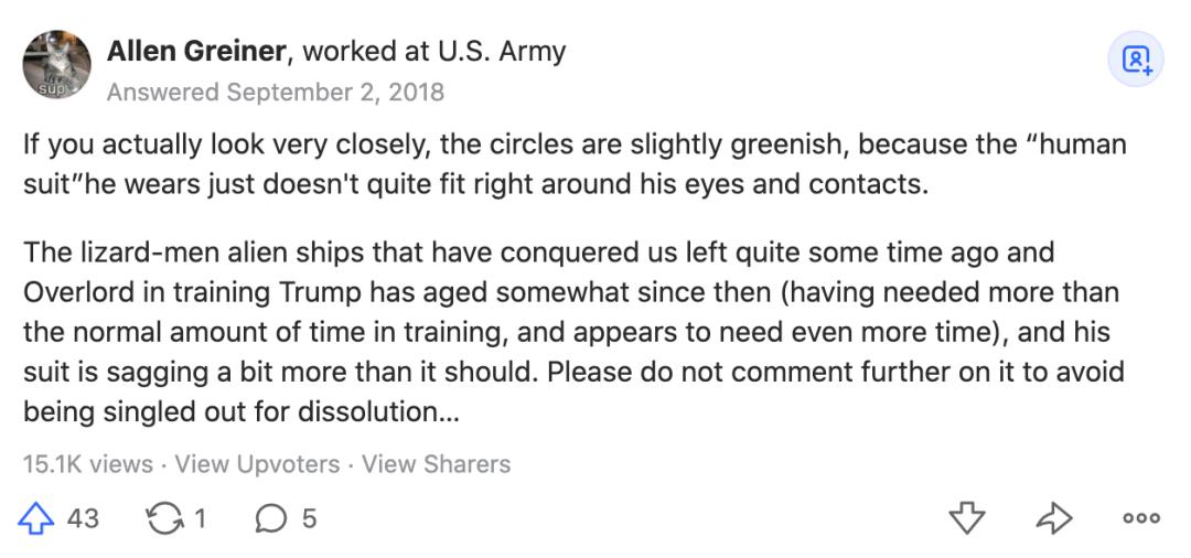 为什么特朗普的眼圈是白的,特朗普的白眼圈是怎么回事