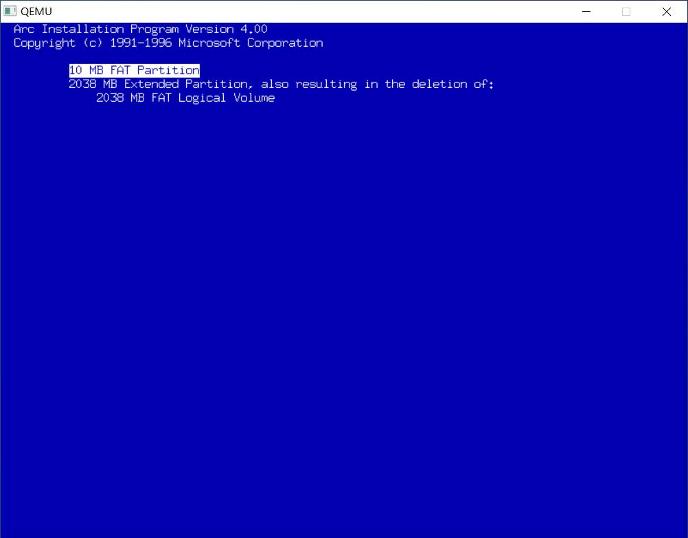 QEMU安装WINDOWSNT4.0MIPS版本
