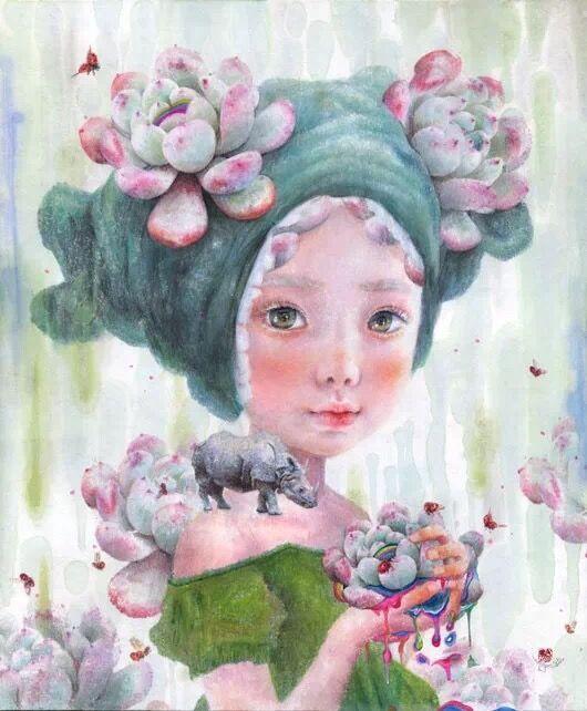 多肉女孩儿绘画,多肉女孩日语