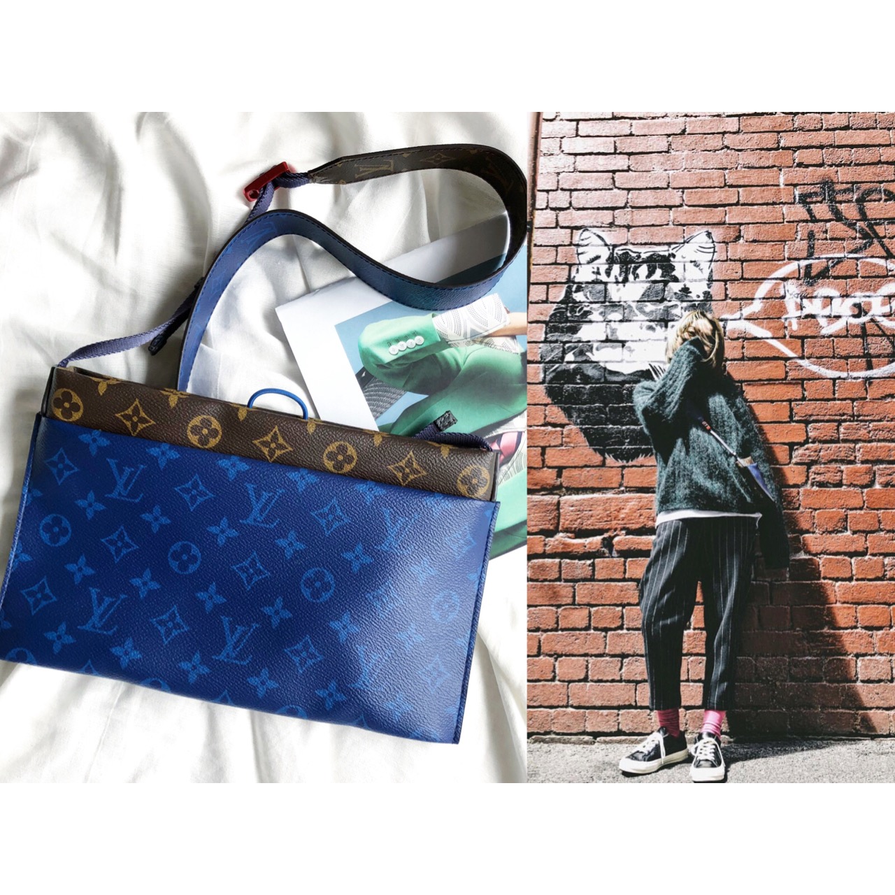 lv包包老花双面测评,lv老花包上面都有lv吗