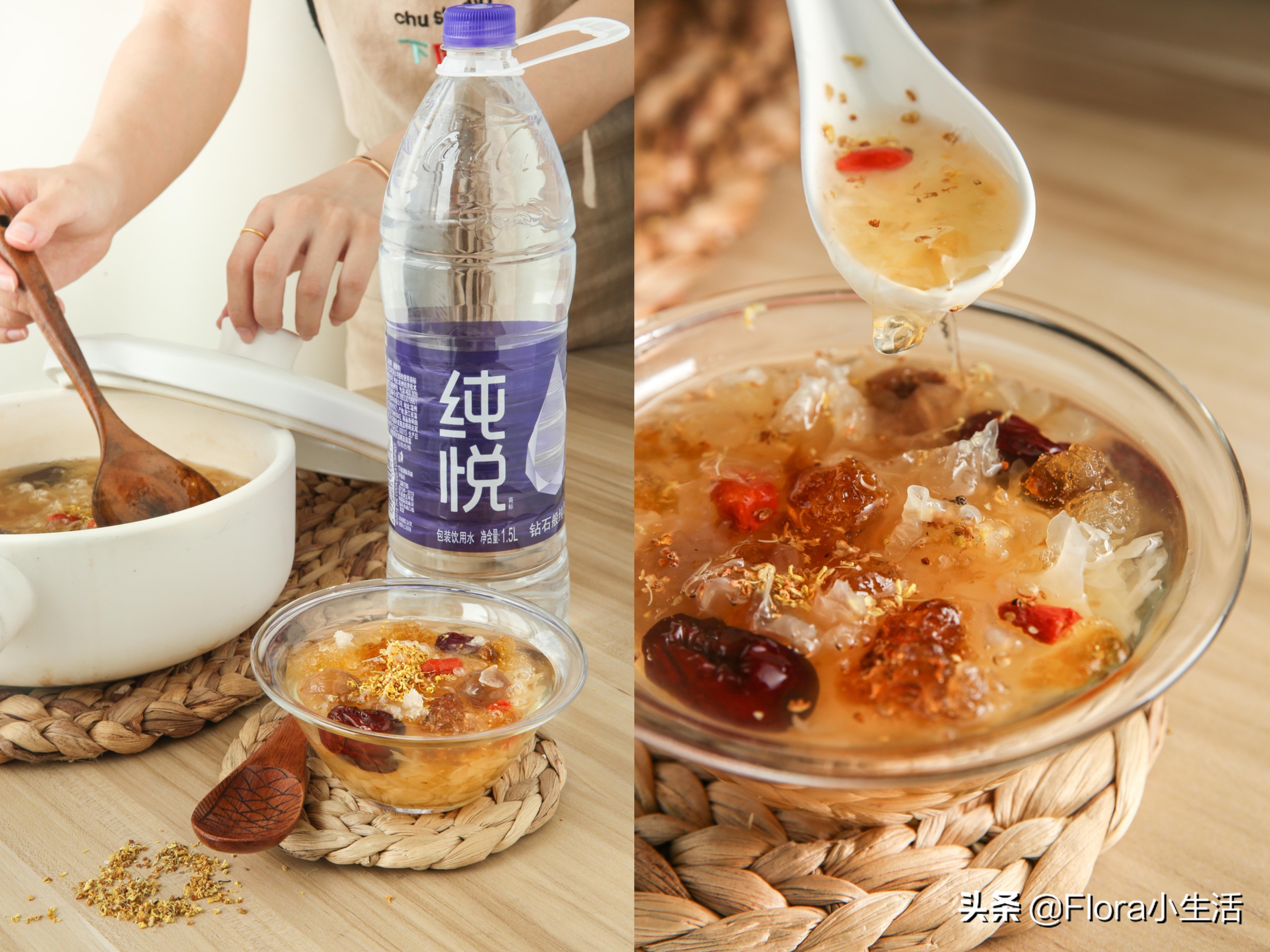 桃胶皂角米百合木瓜糖水,桃胶皂角米煲糖水