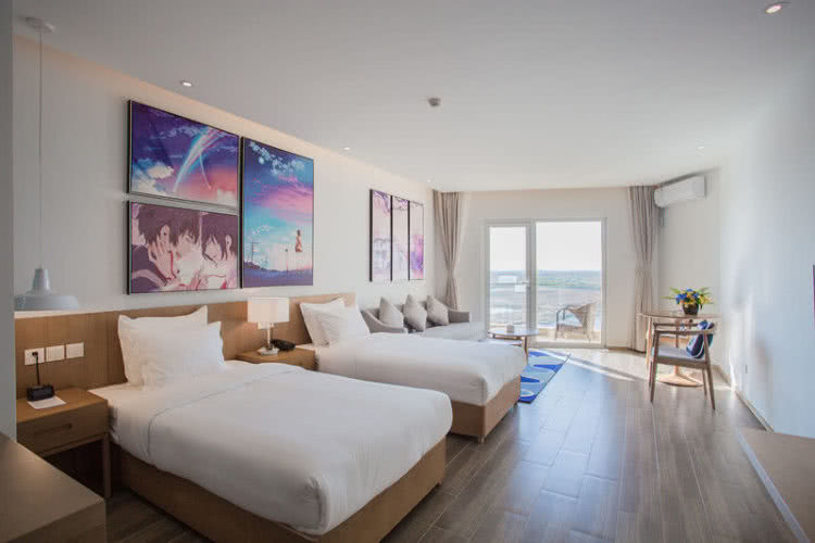 南戴河汐溪亲子酒店,北欧风情房推窗看海邂逅美景