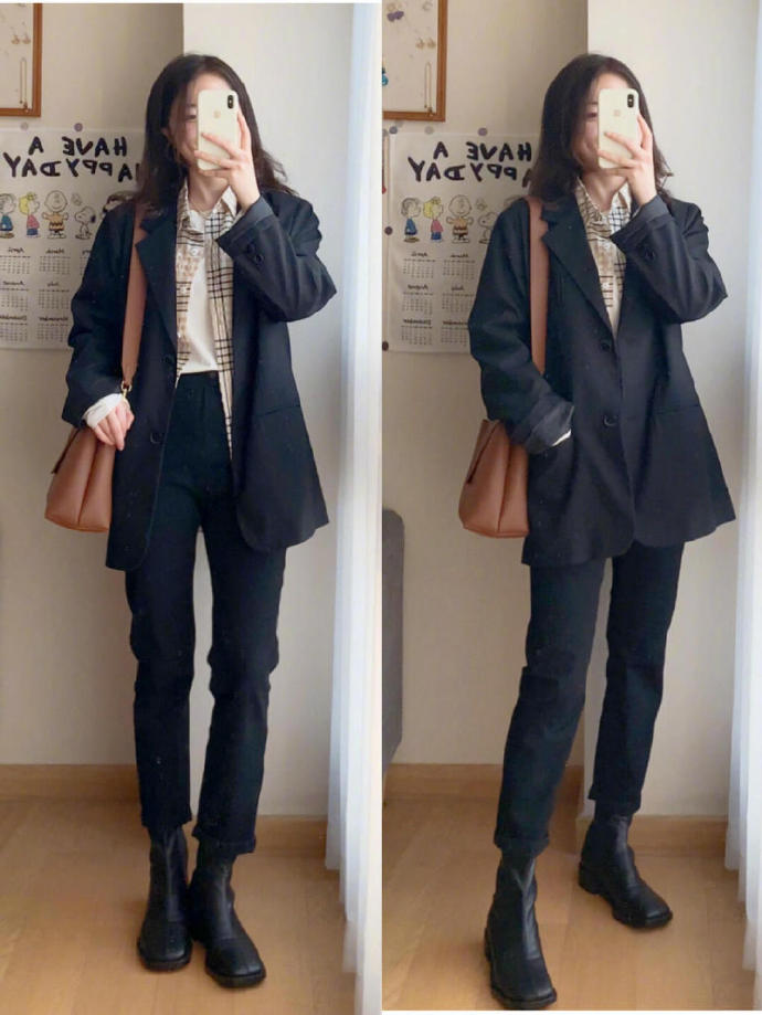 一件黑西装的多种穿搭,一件黑色西装外套