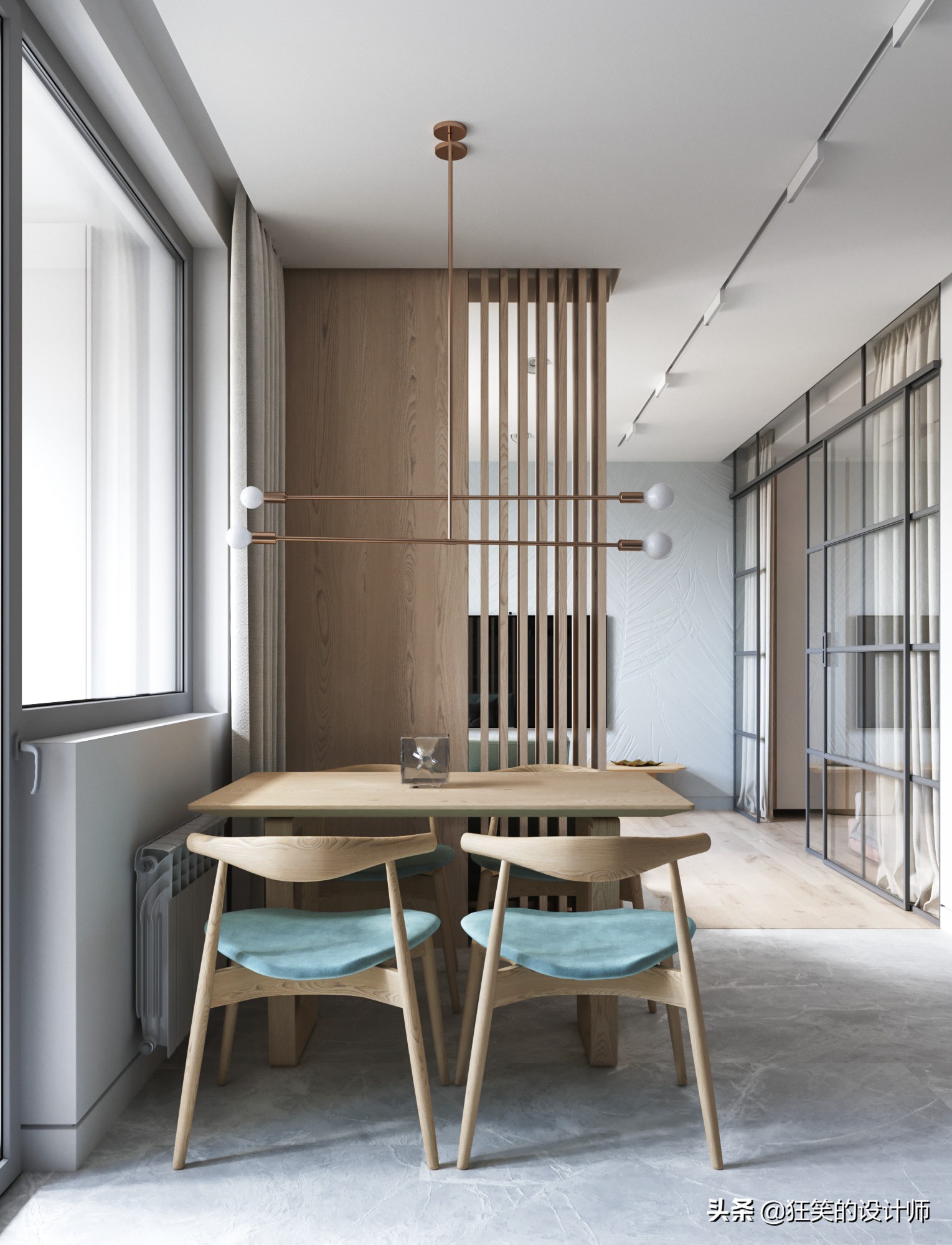 45平两居室设计效果图,45平米打造两室一厅