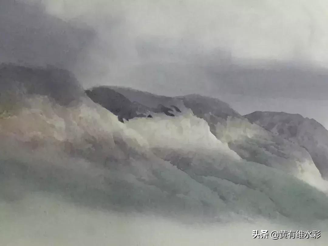 水彩画山风景入门,远山画法入门教程