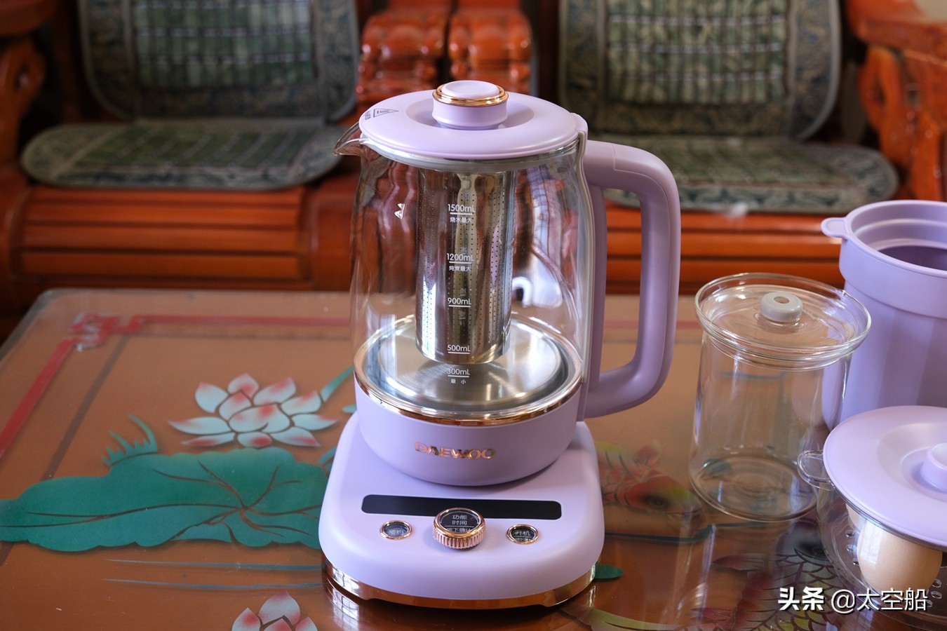 大宇daewoo1.8l多功能恒温养生壶,多功能电煮锅蒸煮煎炒样样精通