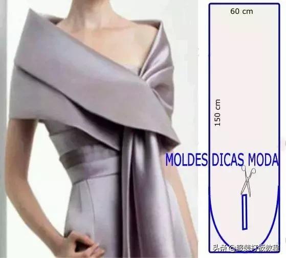 披肩连衣裙裁剪图纸教程,插肩袖浴袍风大衣裁剪