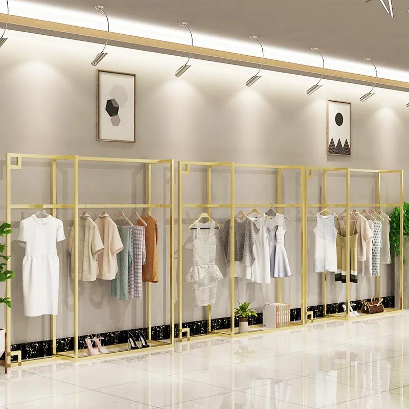 不锈钢服装架子展示架,服装店展示架落地式不锈钢弧形