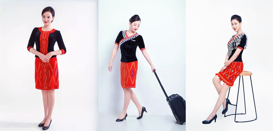 中国国际航空历代空姐制服,瑞丽航空空姐制服