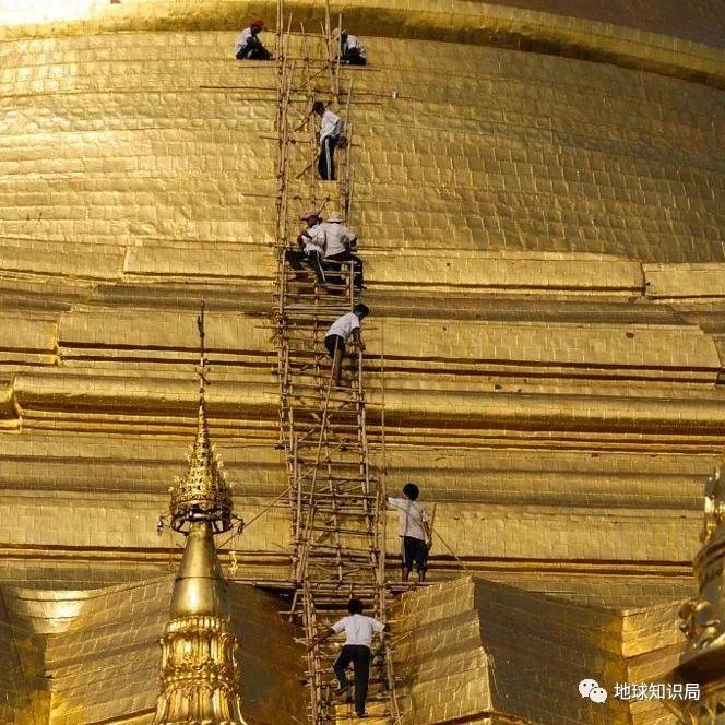 仰光大金塔金碧辉煌,缅甸大金塔贴金