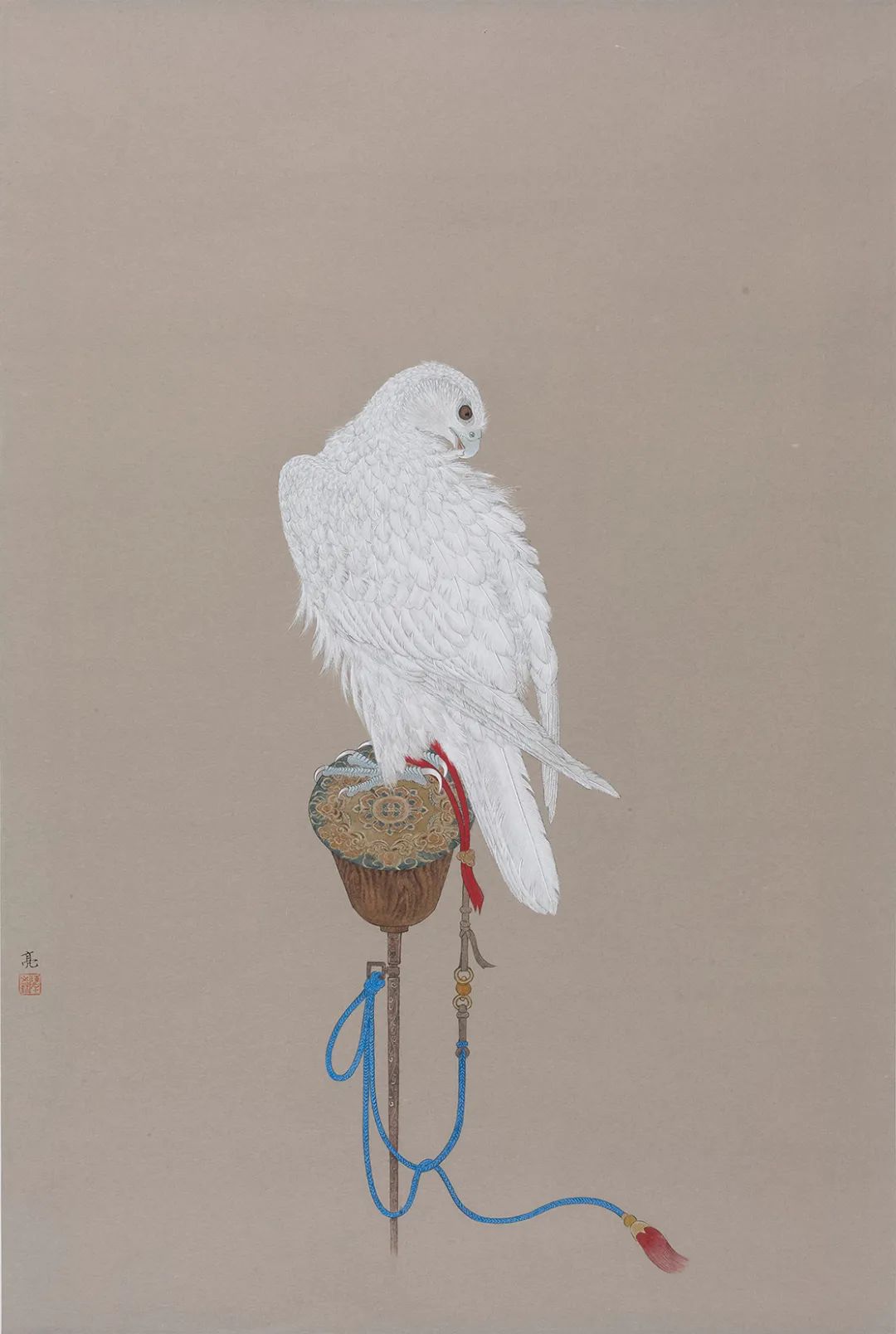 他画的鹰，严谨工致，萧疏威严