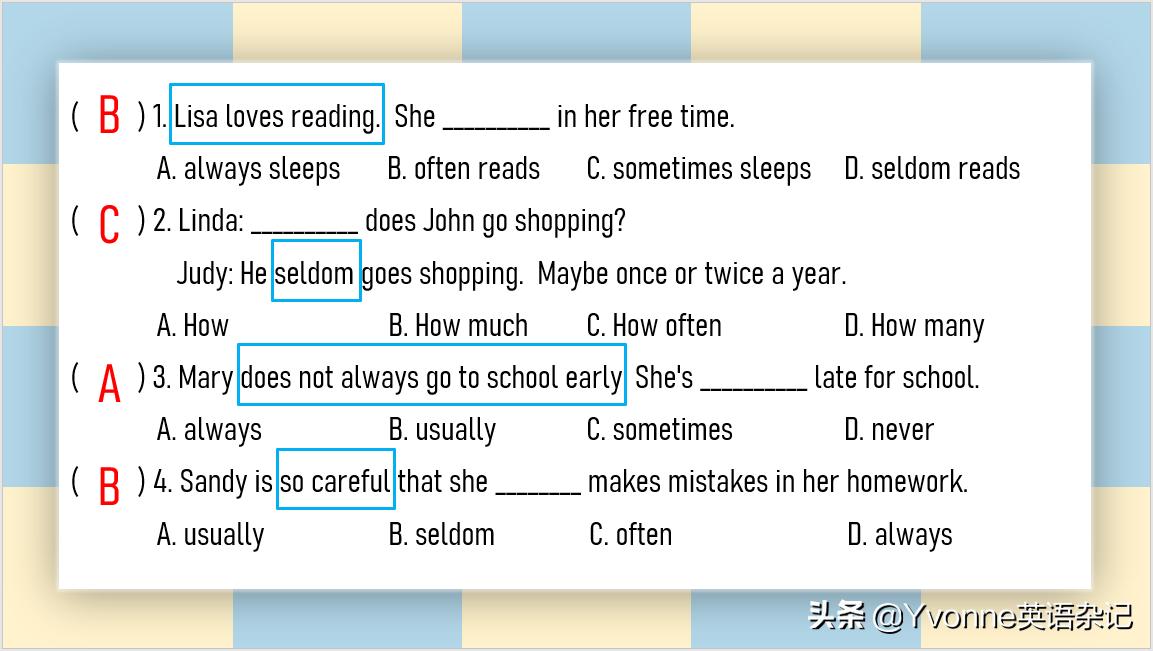 英语语法与句型,one的频率副词