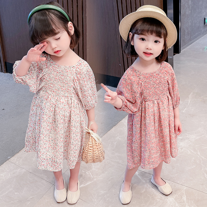 女童连衣裙夏季儿童纯棉碎花裙,女童连衣裙2023夏薄款儿童裙子