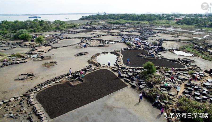 海南千年古盐田先民制盐活化石,千年古盐田晒盐全过程