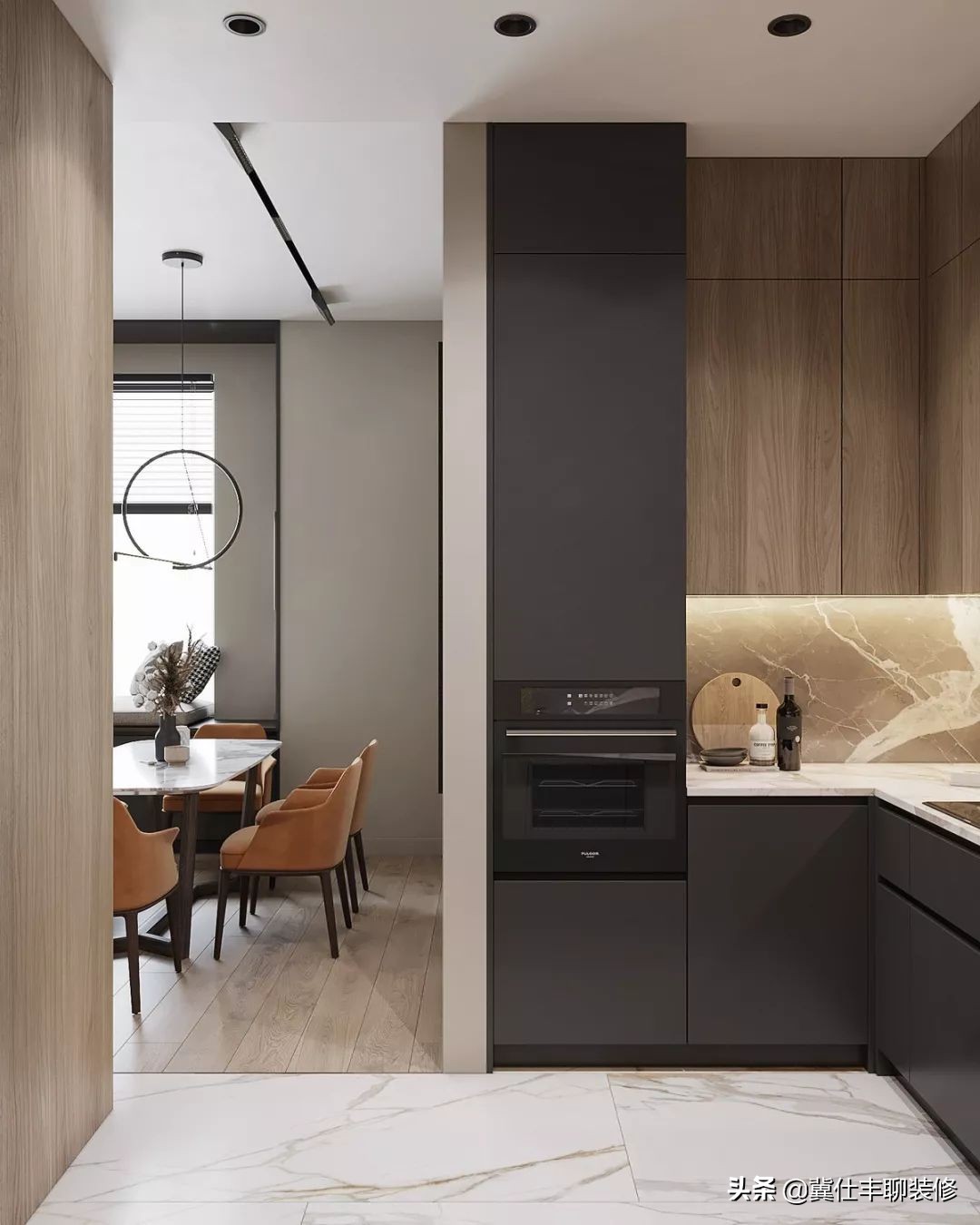 全屋仿大理石护墙板装修效果图,轻奢护墙板大理石漆